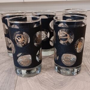 LIBBY MCM Vintage 1960's 22K Gold Coin Glassware Set Of 6